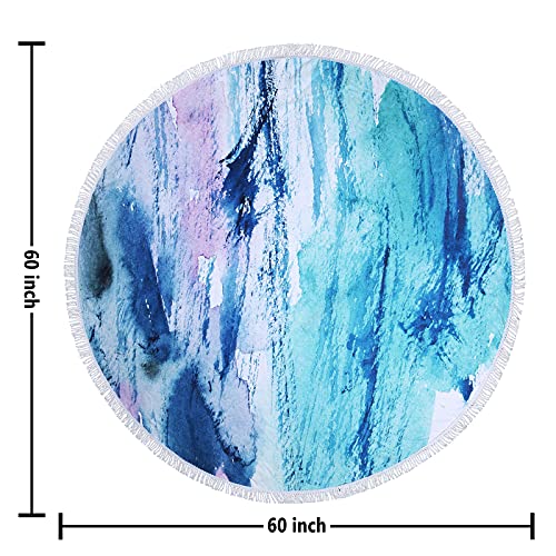 Violet Mist Microfiber Beach Towels Oversized Round Tie-Dye Beach Blanket Sand Free Quick Dry Hippie Boho Circle Bath Towel Absorbent Bohemian Meditation Rug Yoga Mat Throw Fringe Tapestry 60" Bty #TOP1
