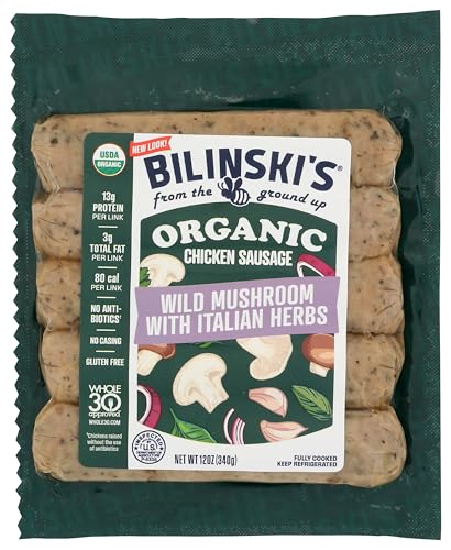Bilinski, Organic Wild Mushroom Chicken Sausage, 12 Ounce