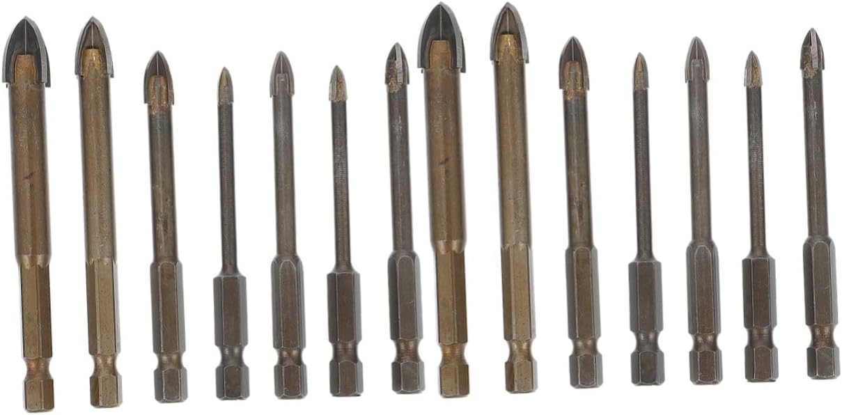 Tofficu 14pcs Triangle Drill Bit for Hard Drilling Tools for Tile Brick and Precision Performance for Efficient Drilling
