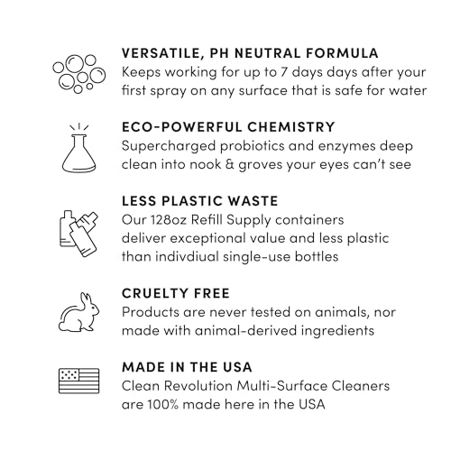 Image of Clean Revolution SuperCharged All Purpose Cleaner Refill with Smart Probiotic + Enzyme Complex, Multi-Surface Kitchen Bathroom & Floor Cleaner, Lily & Green Tea, 18 oz (Pack of 1)