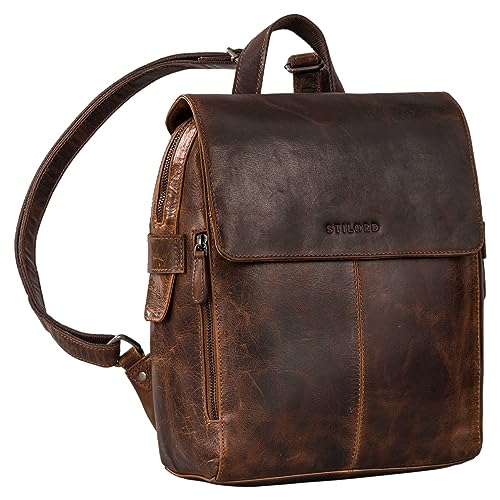 STILORD 'Darcy' Tagesrucksack Leder Cityrucksack mit Überschlag Vintage Rucksack für...
