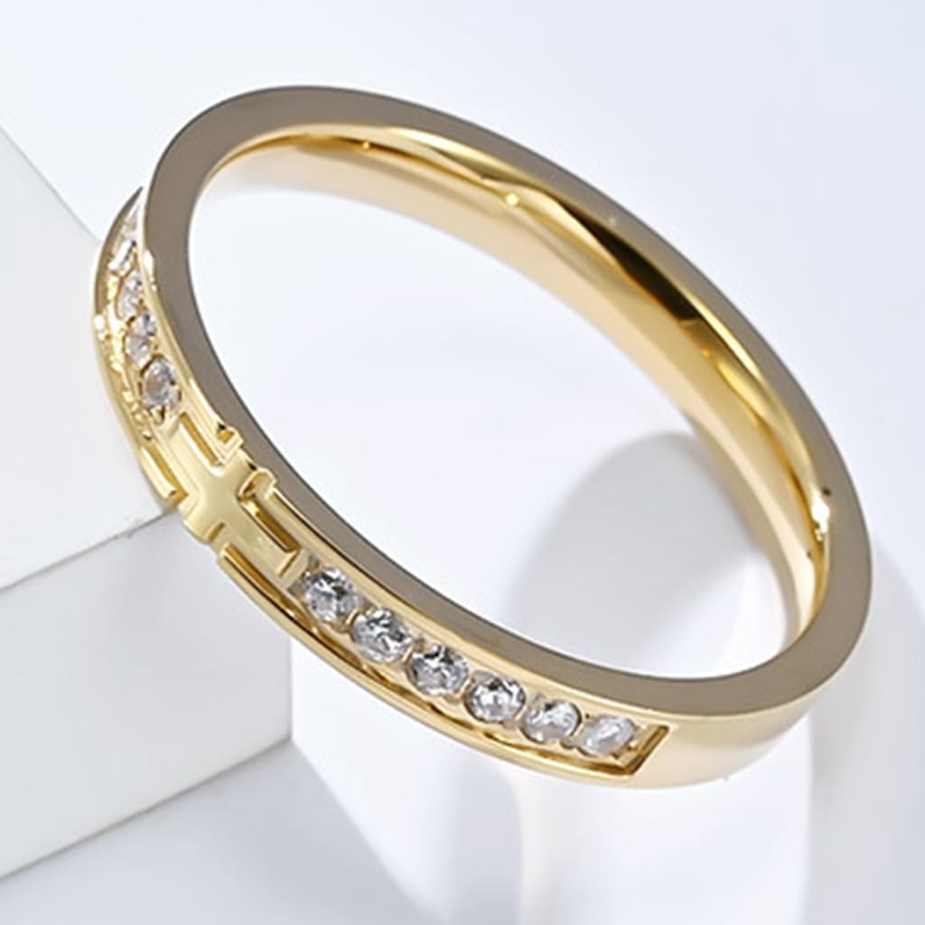 Jude Jewelers 3mm Stainless Steel Christian Cross Eternity Style Stacking Wedding Band Ring - Image 2