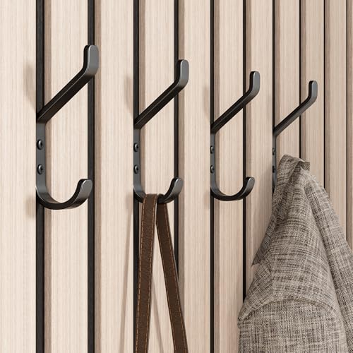 Miniatura 4 de Susswiff 10 Ganchos Para Abrigos, Ganchos De Rosca, Ganchos Para Paneles Acústicos, Dormitorio, Sala De Estar, Baño, Ganchos De Pared Para Armario, Chaquetas, Sombreros, Metal, Negro, 10 Cm