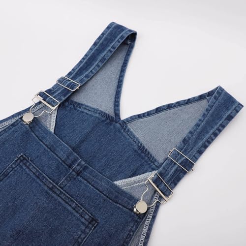 Pantalones de peto de mezclilla largo pelele mono vaquero tallas grandes cómodo 7