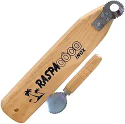 Ralador Raspa coco e mini ralador madeira INOX kit 2 peças