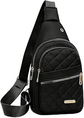 Sling Bag Chest Bag Women's Cross Body Bag, crossbody chest backpack & Durable Crossbody Bags  Lightweight Small Rucksack for Sports Outdoor TravelBlack