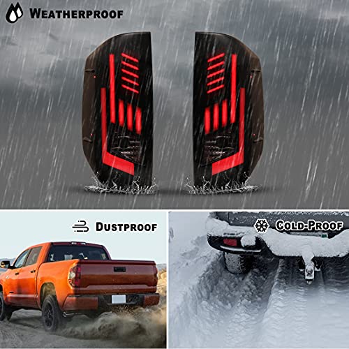 Nixon Offroad Sequential Tail Lights, LED Taillights Assembly for 2014-2022 Toyota Tundra, LED Sequential Turn Signals, DRL, Brake Lights Tail Lamps Sets, Passenger & Driver Sides (Smoke Lens) - Thumbnail 4
