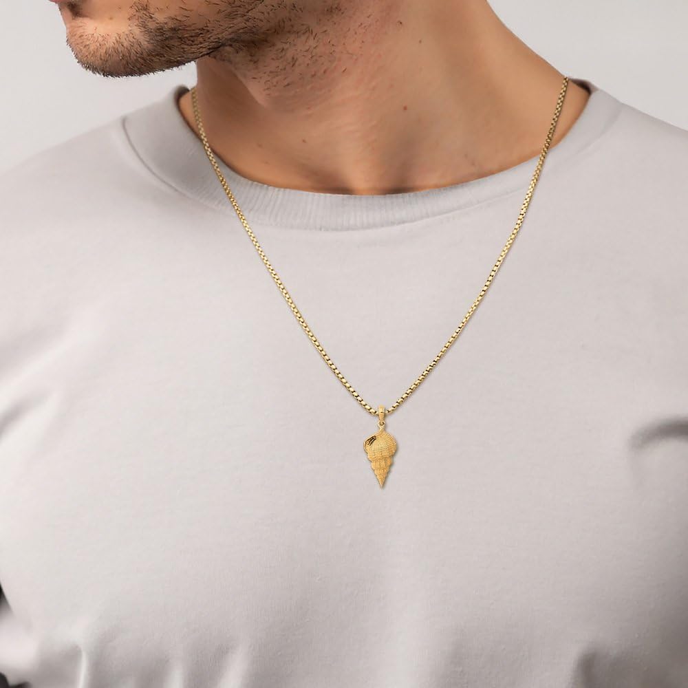 IceCarats 14K Solid Yellow Gold Large Conch Shell Pendant Necklace 30mm 1.2 inch Polished, Textured for him