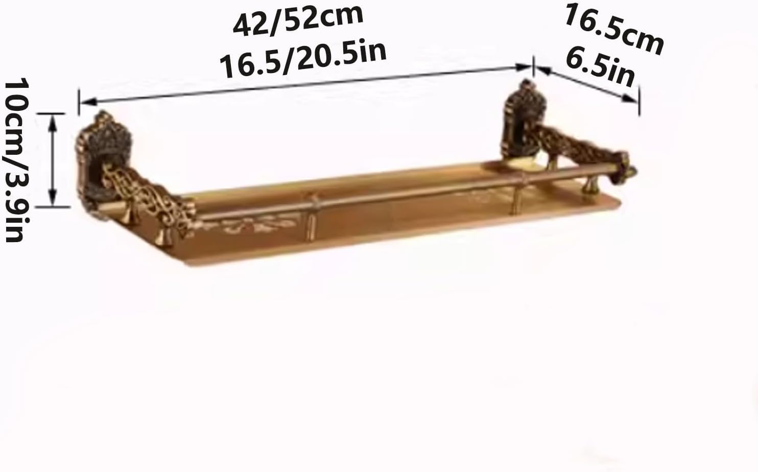 Vintage Gold Bathroom Shelves Wall Mounted,Metal Floating Shelf with Railing, Storage Rack for Bathroom, Kitchen, Living Room, Bedroom(52cm/20.5in)