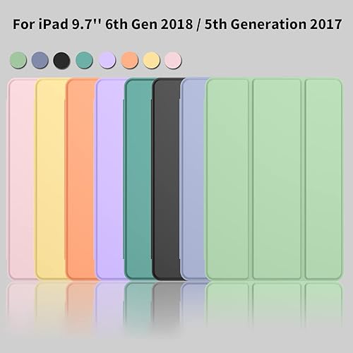 Miniatura 66 de iMieet Funda para iPad 9.7 (modelo 2018/2017, 6ª/5ª generación), funda inteligente con portalápices y parte trasera de silicona suave de piel
