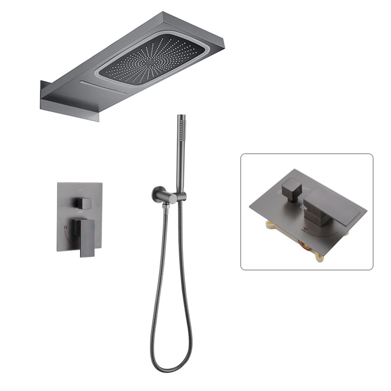 XJTNLB Columna Ducha Led Conjunto Ducha Cascada Empotradas Gris Pistola