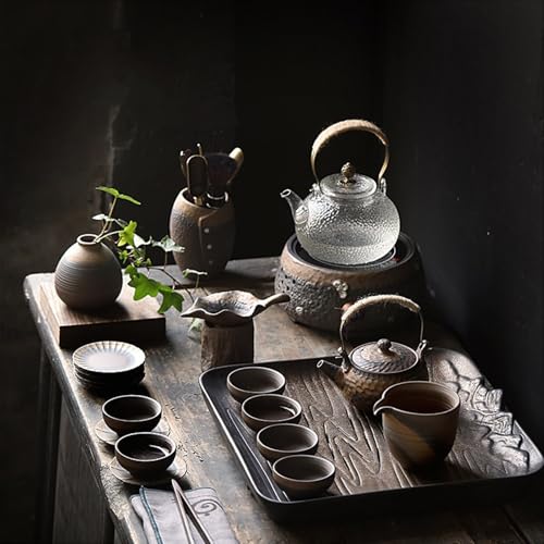 Mesa de té para sala de estar con bandeja de cerámica de burbujas secas 6