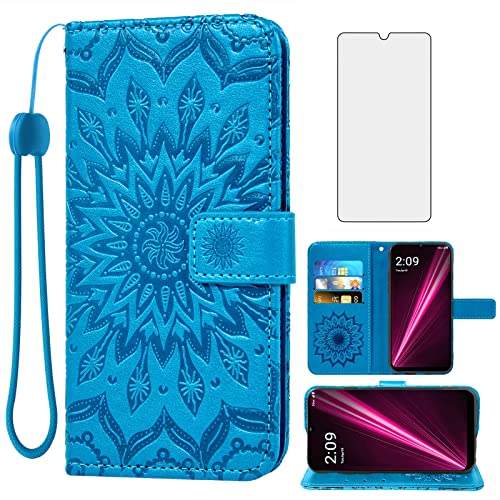 Coque T-Mobile Revvl 6 5G anti-choc avec rabat cuir et verre trempé