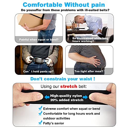 Image of DOOPAI Belt Men, elastic golf belts for men, 2 Pack Nylon Ratchet Belt Mens Belts Casual, Adjustable Trim to Fit