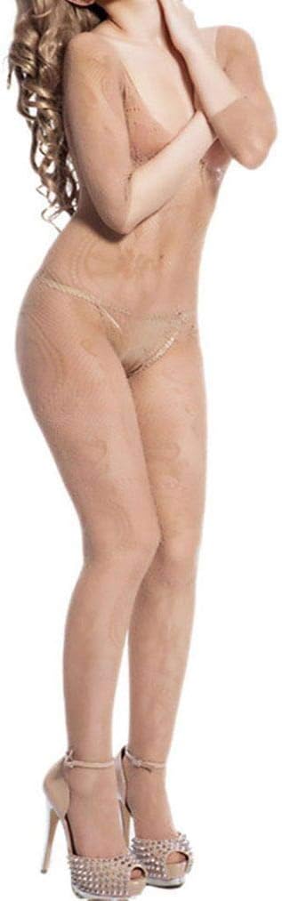 AROOMVE Plus Size Bodystocking, Women's Sexy Tights Crotchless Bodysuit Fishnet Lingerie