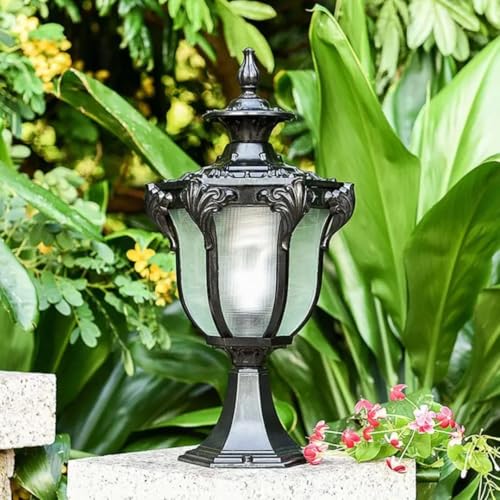 Image of Glowave Decorative Outdoor Black Square Post Light Pillar Light Column Light, Waterproof Lantern Post for Patio or Fench Deck, Doorway Porch Pillar Lamp - Warm White (P-6682 /S-BK)