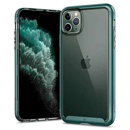 Caseology Skyfall, Funda iPhone 11 Pro MAX Transparente, Bumper Verde, Carcasa Diseñada iPhone 11 Pro MAX (Midnight Green)