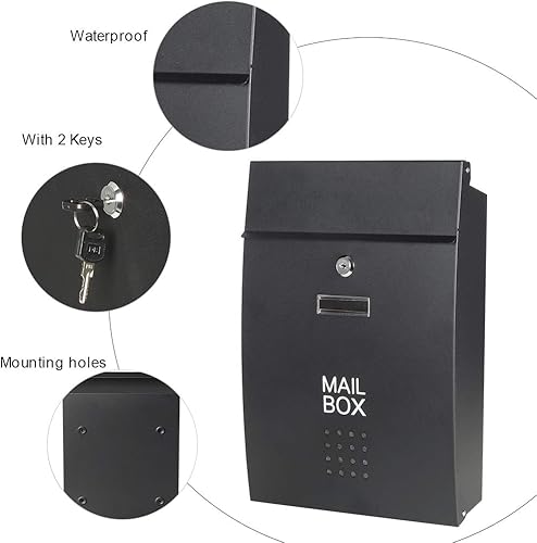 Vista 82 de Buzones con cerradura montados en la pared verticales – Buzones Jssmst con cerradura de llave de capacidad media, cubierta de acero galvanizado a