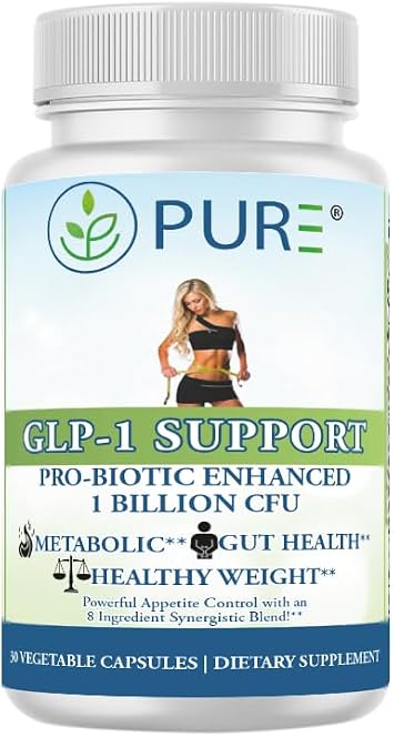 PURE GLP-1 Support - Natural GLP-1 Alternative - 30 Capsules - with Akkermansia Muciniphila, Berberine HCl & Yerba Mate - Appetite Control & Metabolic Weight Management Supplement - Made in USA