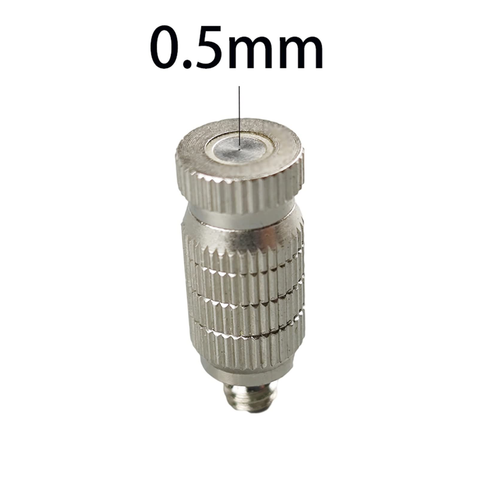 Bewässerungsdüsen, 50 Stück, 0,1–0,7 mm, Kühlung, Zerstäubersprüher, 3/16-Zoll-Ale-Gewinde, Düsen für Industriebefeuchter, Gartenbewässerungskühler-Anschluss (Farbe: 0,6 mm SS) (Farbe: 0,5 mm