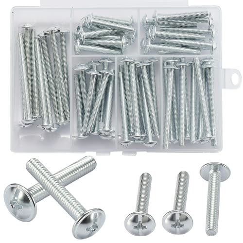 AMLOOPH M4 Schraubenset 60-teiliges Sortiment für Möbelgriffe & Türen M4 Schrauben (25/30/35/40/45/50 mm) für Küchen Schranktüren Schubladen Knöpfe & Griffe