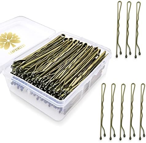 KANPRINCESS 100PCS 2.4Inch Bobby Pins Bronze,Pain-Free Bobby Pins for All Hair Types,Hair Pins for Women Girls,Hairpins for Buns with Box(Bronze)