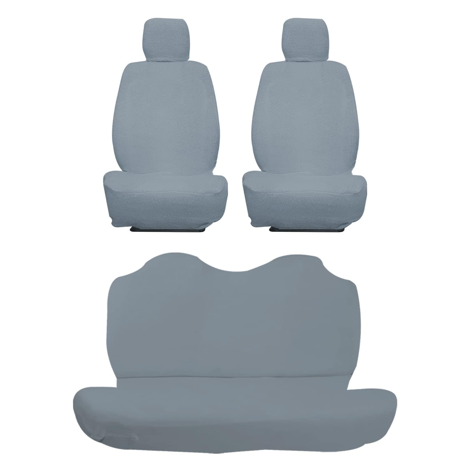 AUTOXYGEN Car Towel Seat Cover Accessories Front & Rear 100% Pure Cotton Fabric, Sweat Control Complete Set for Punch EV (Front Detachable Headrest, Grey)-image-33