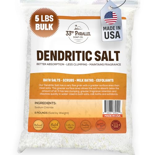 DENDRITIC Salt (5 lbs / 80 oz) Bulk | Premium Fine Grain for Bath Salts, Scrubs, Exfoliants, Milk Baths & More | Sizes 1 to 5 LBS | (5 Pound)