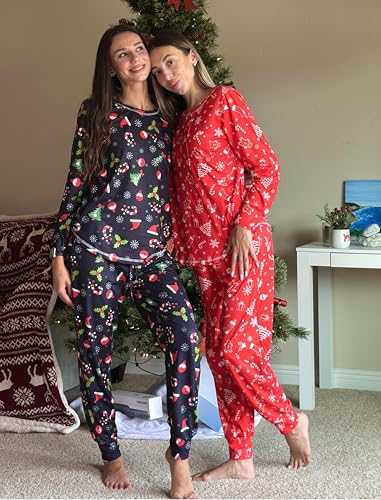 Image of Ekouaer 2 Pack Womens Pajama Sets Long Sleeve Lounge Sets Soft Pj Sleepwear Loungewear