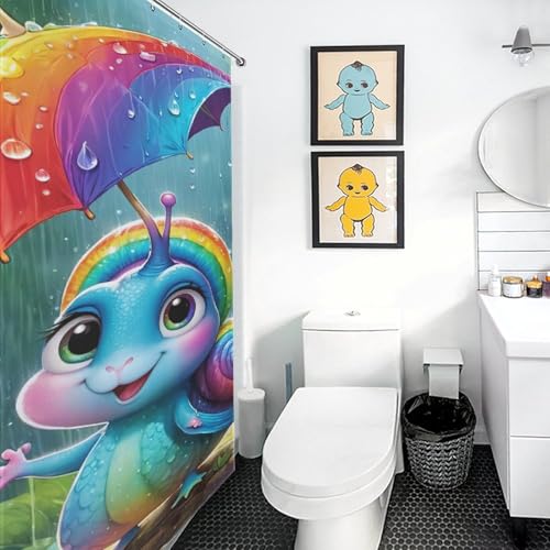 Rideau de douche escargots en polyester imperméable 152x183cm avec crochets - 3
