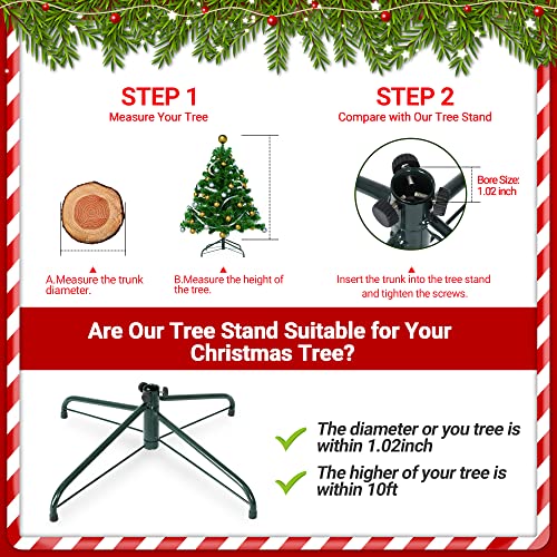 Pentaq Replacement Christmas Tree Stand 19.9 Inches, Foldable Christmas Tree Base For 10 Feet Artificial Trees, Non-Slip Christmas Tree Bracket For 1.02 Inch Tree Pole With 3 Fixing Screws, Green. #TOP1
