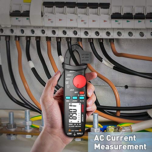 BSIDE ACM92 Mini Clamp Meter measuring AC current in an electrical panel