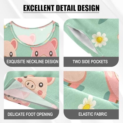 senya Pig with Daisy Flower Summer Pajamas Set Short Cotton Sleepwear 2 Piece4