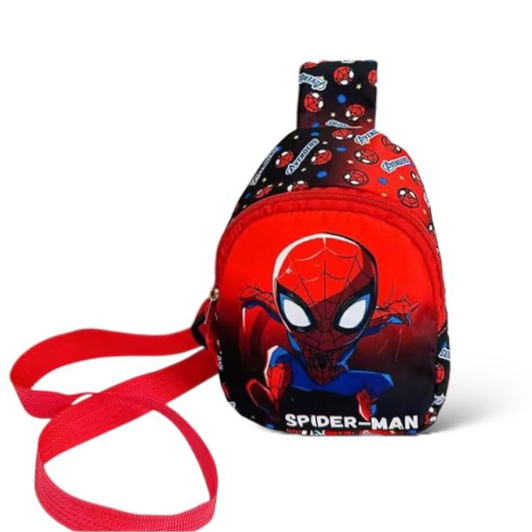 glitreeprops Kids Chest Sling Bag, Red and Black Polyester Crossbody Bag with Adjustable Strap for Travel and Hiking-picture-22