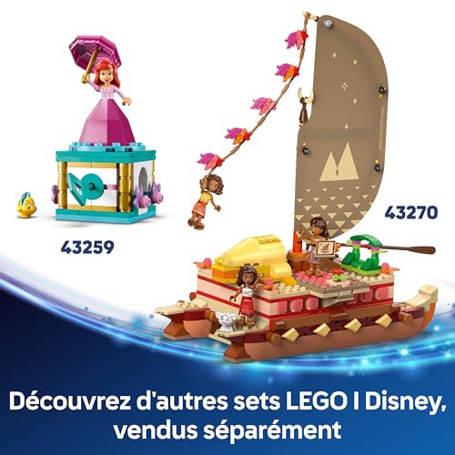 LEGO ǀ Disney Vaiana 2 Le Bateau d’Aventure de Vaiana - Jeu de Construction avec Bateau à Voile en Tissu - Pont Amovible, Feu de Camp & 3 Mini-Poupées Dont Loto & Moni - Cadeau pour Fille 6 Ans 43270