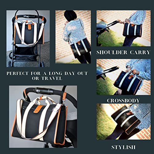 Bolso de pañales de gran capacidad estilo mensajero con asas reforzadas en color negro 6