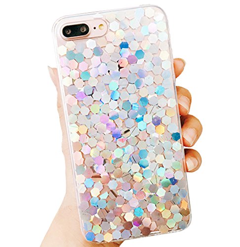 iPhone 8 Plus/7 Plus Bling Case Sparkle Ombre Sequins Polka Dot Air Prism Glitter Translucent Soft TPU Flexible Slim 3D Design Case Cover for Apple iPhone 8 Plus/7 Plus(Mix)