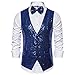 tuduoms Men's Suit Vest with Bow Tie Fashion Party Sequins Vests for Men Formal Slim Fit Wedding Dress Waistcoat Tuxedo Vest