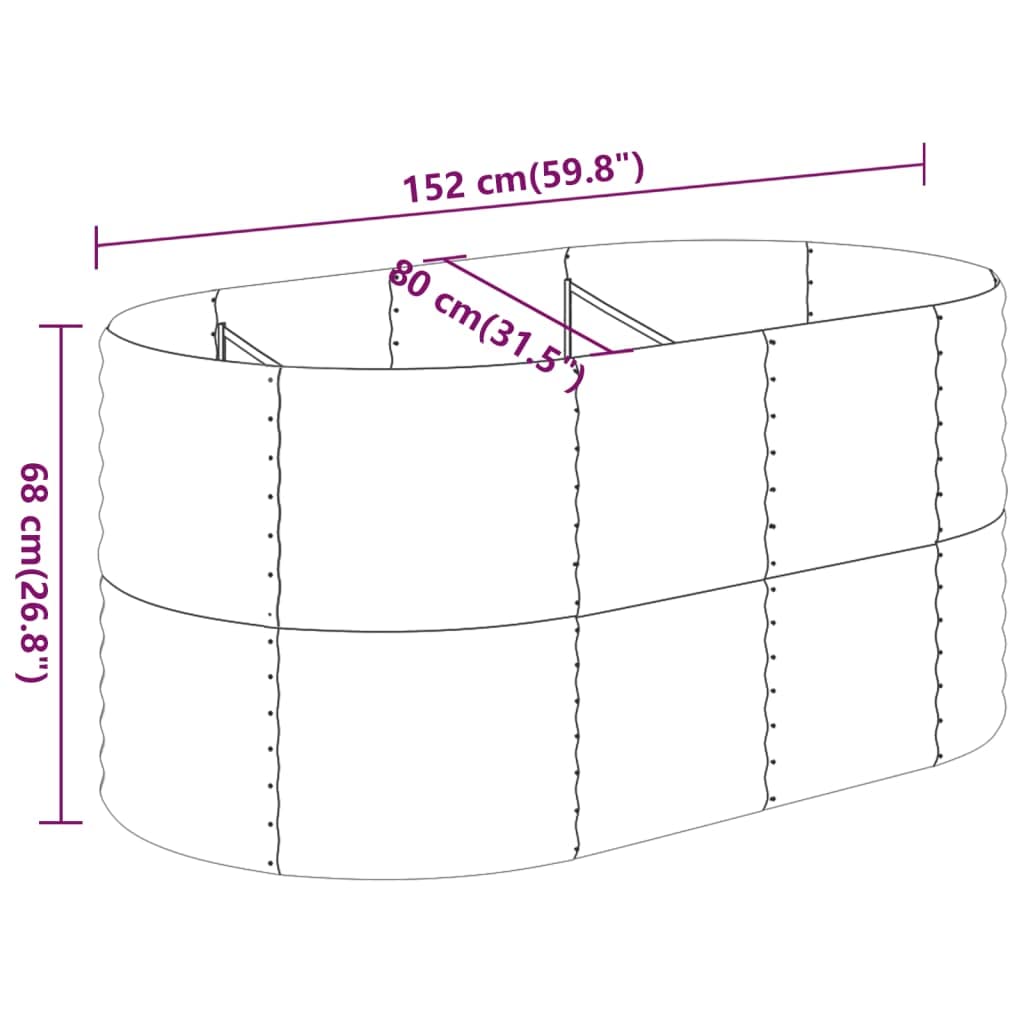 Jardinera de acero galvanizado verde 152 x 80 x 68 cm, maceta robusta para jardín, balcón, terraza, resistente a las heladas, con almacenamiento de agua, ideal para hierbas, flores y verduras