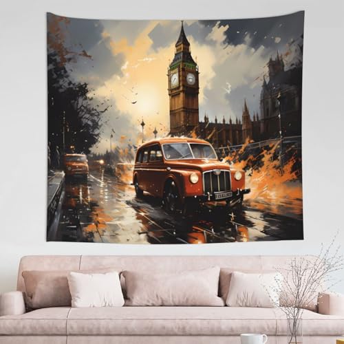 Tapisserie murale Londres taxi TYUMH 152x129 cm pour la déco du salon et de la chambre