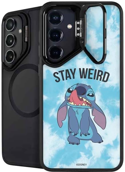 Skinit Kickstand Phone Case Compatible with Galaxy S24 FE - Officially Licensed Disney Lilo and Stitch Stay Weird Design