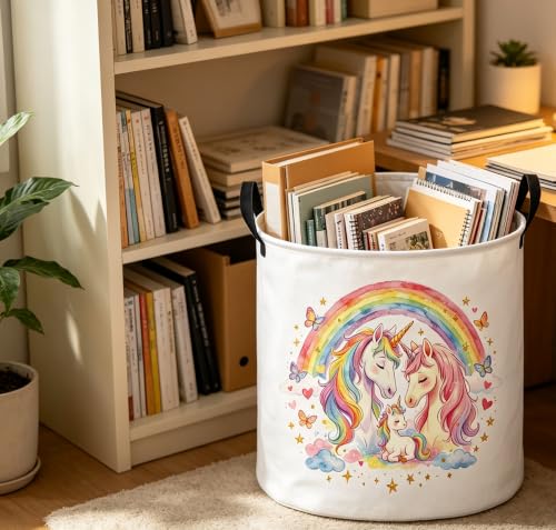 Image of 19.7 inch Laundry Basket,Dirty Clothes Hamper,Waterproof Storage Bin,Room Decor,Gift Baskets(Cute Unicorn)