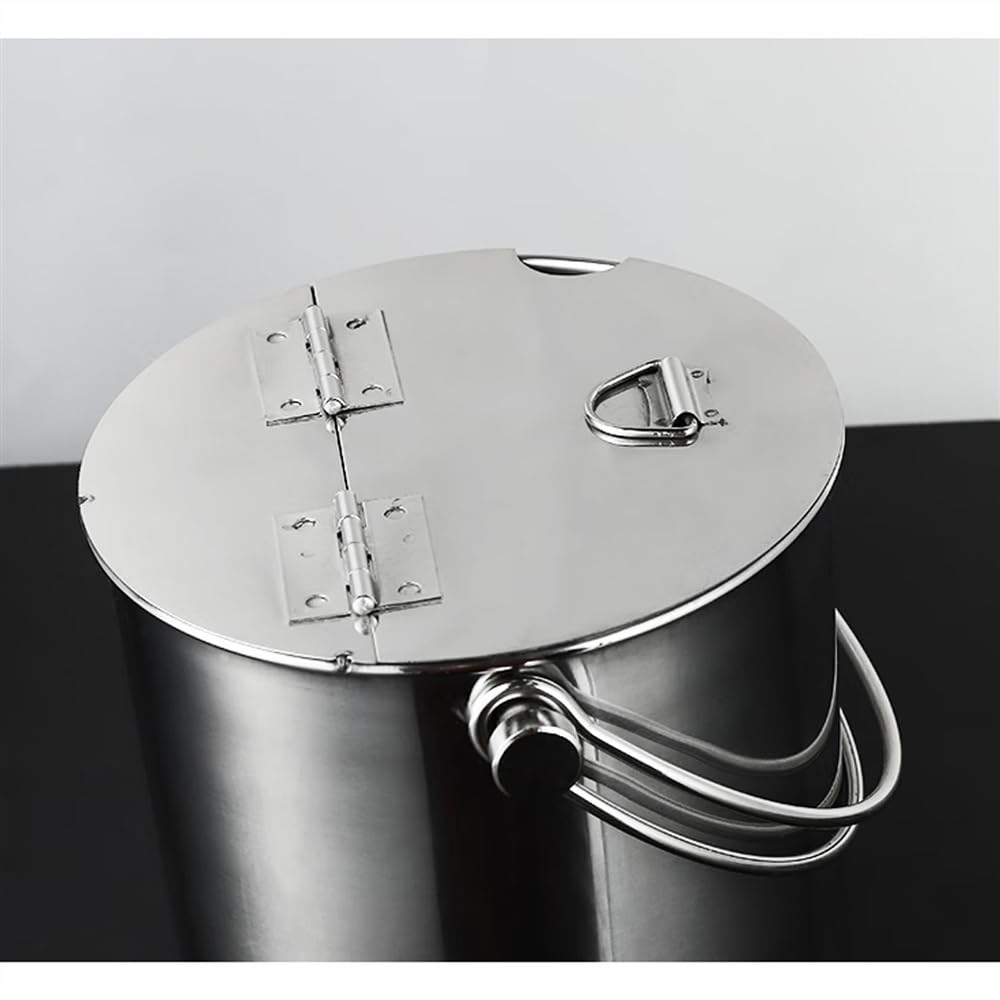 Cubo de hielo de acero inoxidable con tapa abatible y asa de transporte Cubo de hielo de metal for fiestas familiares y empresariales Cubo de hielo grueso Cubos de champán for Wine, Drinks, Bar, Bever