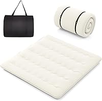 Vista 26 de Byroce - Colchón de futón, catre de dormir enrollable con funda lavable, almohadilla de algodón portátil con bolsa para campamento, tapete de tatami