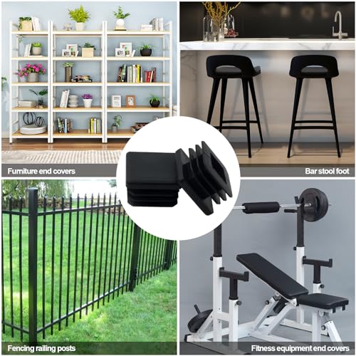 Image of 1 inch Square Tubing End Caps Square Tubing Connectors 1 inch 1x1 Tube End Caps Fence Post Pipe Cap Cover Tubing Insert Chair Glide Finishing Plugs(Black-20Pcs)