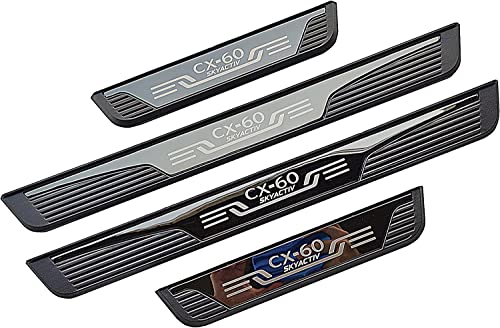 Car Accessories Door Sill Protector for 2022 2023 Mazda CX60, Steel Auto Parts Door Entry Guard Scuff Plates Trim Covers