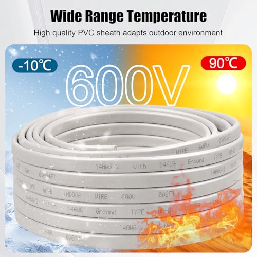 Image of 14 /2 Wire with Ground - 35FT 14 Gauge NM-B Non-Metallic Sheathed Cable 100% Pure Copper 14 AWG 2 Conductor Residential Indoor Wire for Outlets, Switches, Other Loads and Lighting Wiring Projects etc.