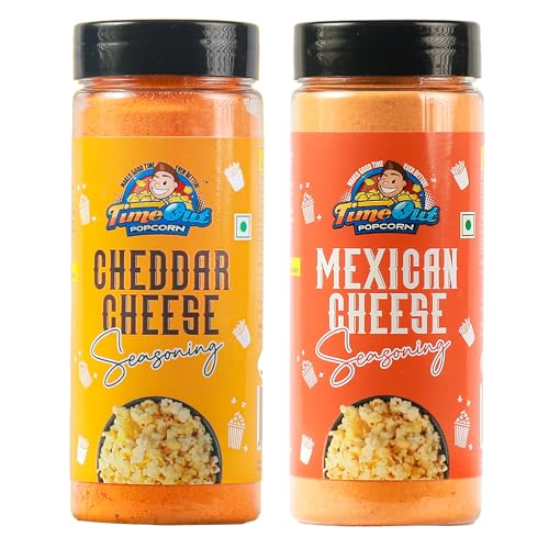 Image of TimeOut Popcorn Cheddar Cheese + Mexican Cheese Seasoning | Multi-Purpose Seasoning |Popcorn & Snack Flavoring |Pack of 2,100g Each |