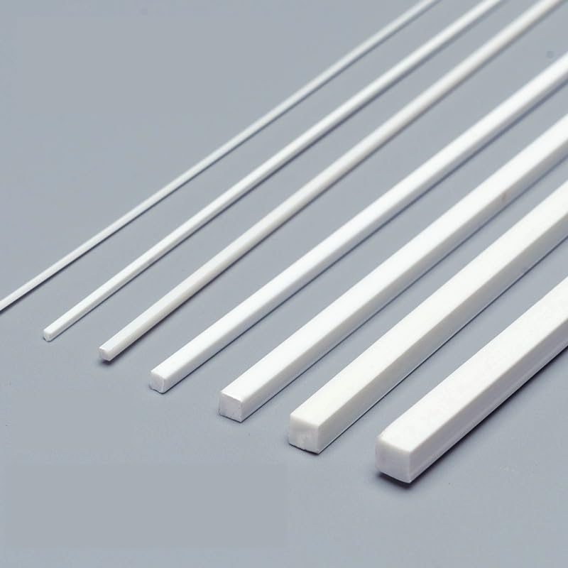 Generisch 50 Stück ABS Kunststoff solide Bar, 50cm Länge, quadratische Stange Stäbe weiß für DIY Sand Tabelle architektonischen Modellbau(3 * 3 * 500MM)