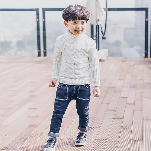 Baby Boys Turtleneck Knit Sweaters Toddler Girls Soft Warm High Collar Pullover Sweater Size 1-8T3